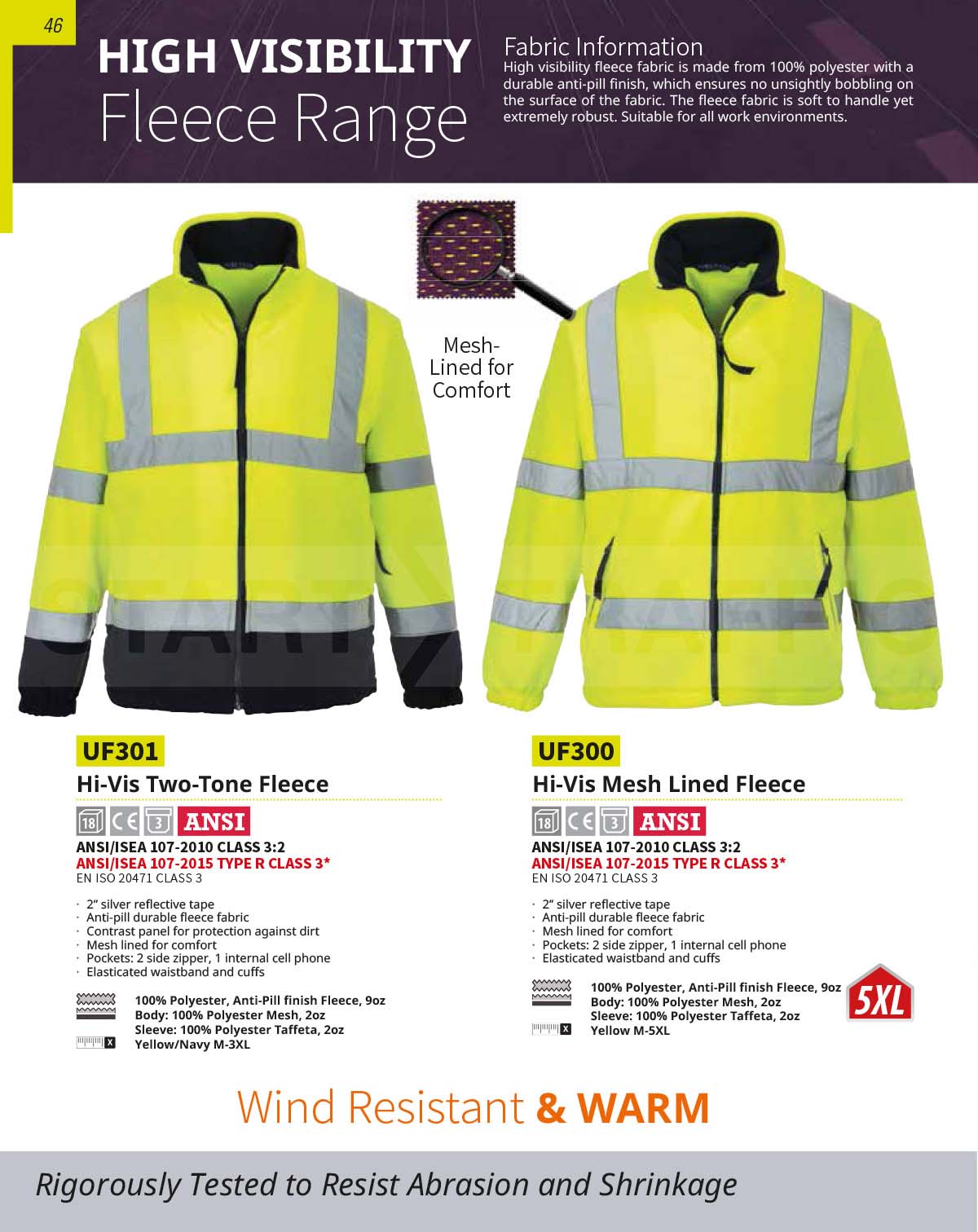 UF301 Two-Tone High Visibility Fleece Without Contrast
